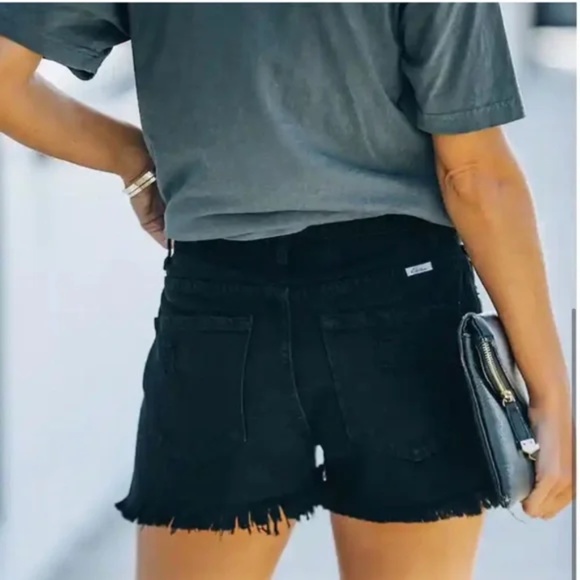 VICI HAYES HIGH RISE DISTRESSED DENIM SHORTS - Picture 2 of 4